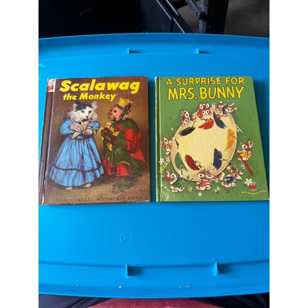 Vintage Childrens Book‎ Lot Scalawag the Monkey Rand McNally Mrs Bunny Wonder